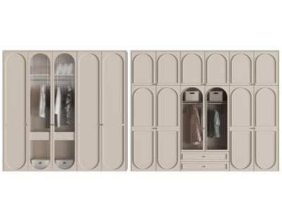 法式装饰透明玻璃柜门的衣柜3d模型 法式装饰透明玻璃柜门的衣柜