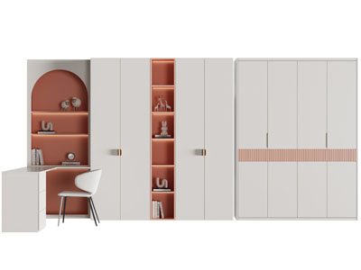现代儿童带书桌的衣柜3d模型 现代儿童带书桌的衣柜