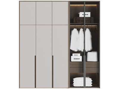 现代玻璃柜门的衣柜3d模型 现代玻璃柜门的衣柜