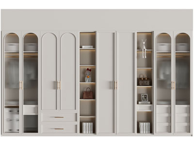 法式装饰玻璃柜门的衣柜3d模型 法式装饰玻璃柜门的衣柜