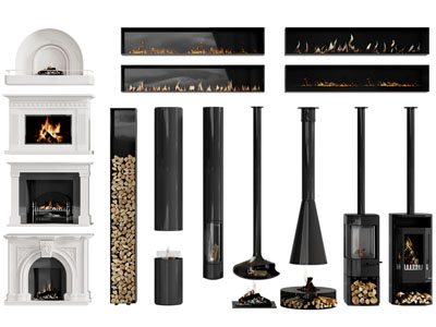 现代黑色金属壁炉 火炉