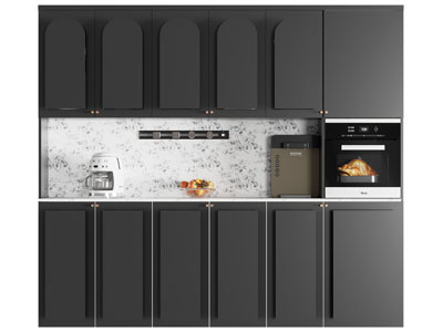 法式嵌入烤箱的实木酒柜