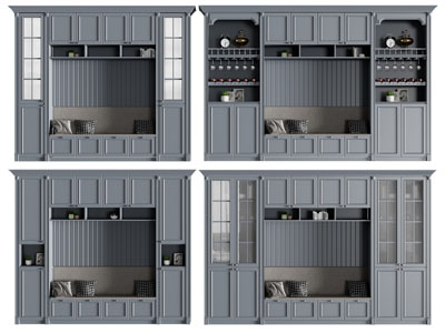 美式实木卡座酒柜