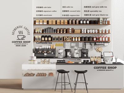 现代咖啡馆吧台吧凳