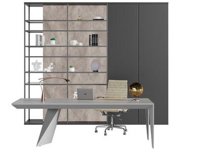 现代书桌椅组合 书柜