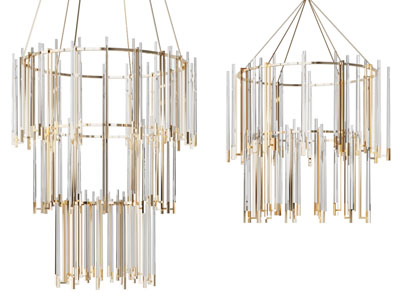 现代轻奢棒状灯罩圆形吊灯