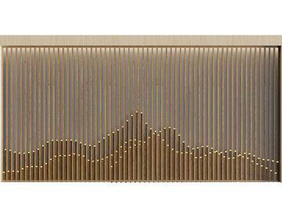 新中式栅格山水景观墙 造墙 背景墙