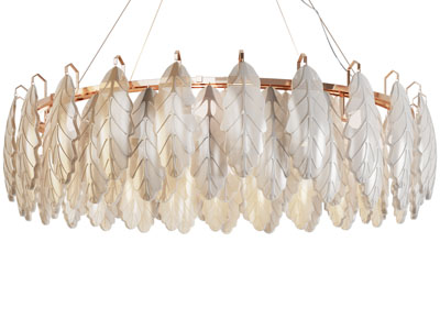 现代轻奢树叶装饰的圆形吊灯