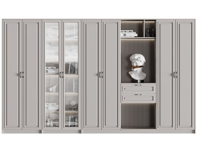 简欧中间玻璃柜门的书柜 衣柜