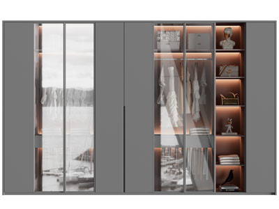 现代玻璃柜门衣柜3d模型 现代玻璃柜门衣柜