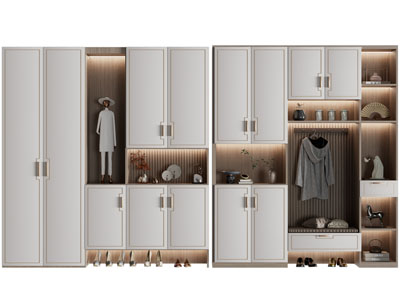 新中式带卡座的玄关鞋柜