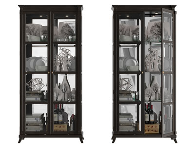 法式玻璃柜门的碗柜 酒柜