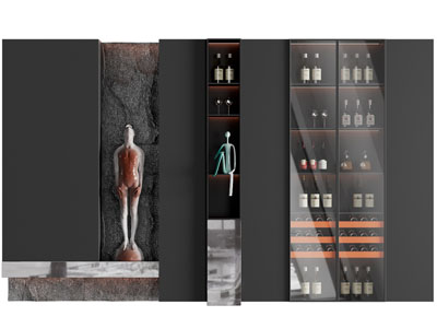 现代黑色装饰酒柜