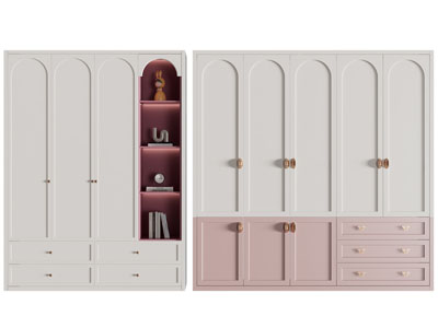 法式撞色衣柜3d模型 法式撞色衣柜