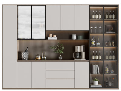 现代中间镂空酒柜