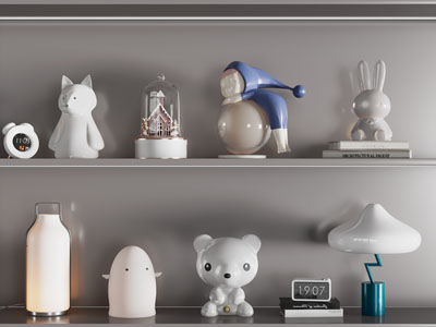 现代陶瓷卡通动物摆件组合