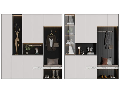 现代卡座玄关鞋柜