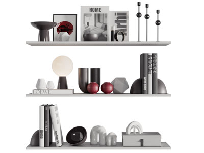 现代书籍、装饰品摆件组合