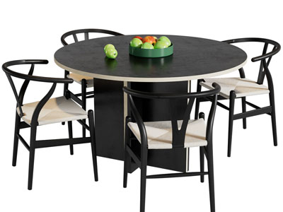 现代圆形餐桌椅组合