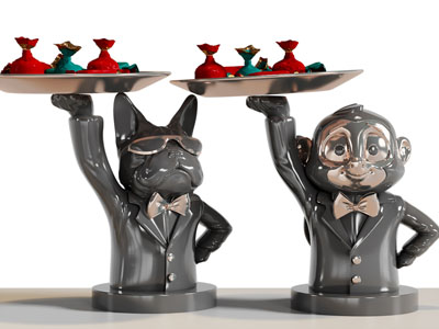 现代卡通动物托盘、摆件