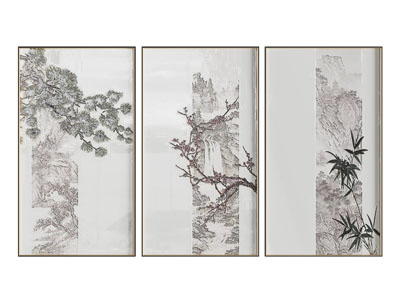 新中式风景装饰挂画3d模型 新中式风景装饰挂画