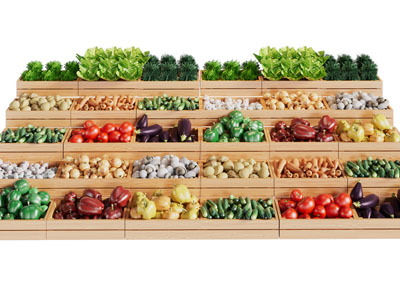 现代生鲜蔬菜展览货架3d模型 现代生鲜蔬菜展览货架