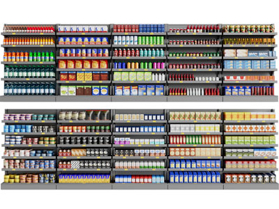 现代超市便利店零食饮料货架3d模型 现代超市便利店零食饮料货架