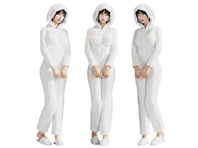 现代穿睡衣的女孩、女人人物