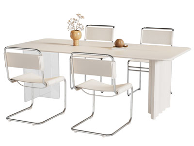 现代长方形餐桌椅组合