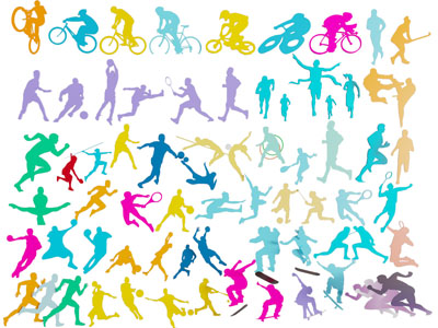 现代运动剪影、图标、墙饰