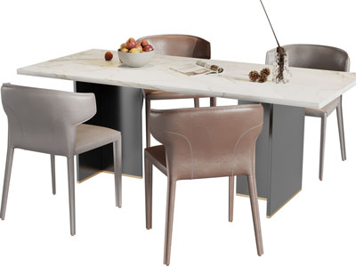 现代长方形餐桌椅组合