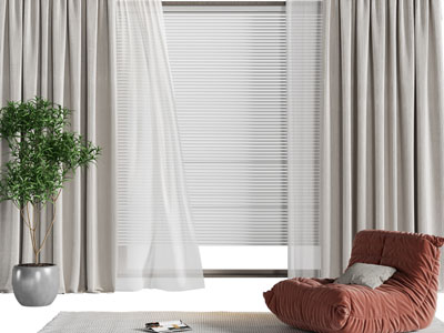 现代布艺窗帘窗纱、百叶窗帘