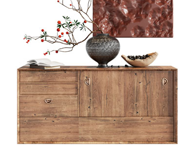 新中式实木玄关柜、边柜