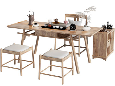 新中式实木茶桌椅组合