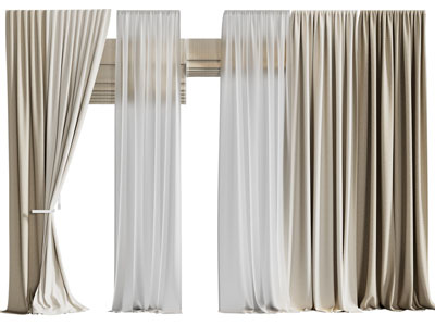 现代布艺窗帘窗纱、拉帘