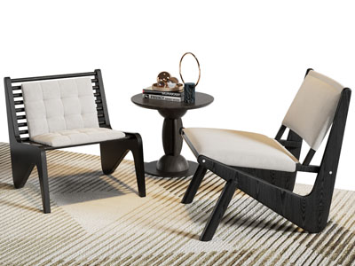 现代休闲椅子、边几