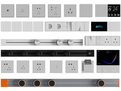 现代轨道插座、温度计开关面板
