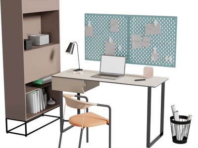 现代书柜、书桌椅组合