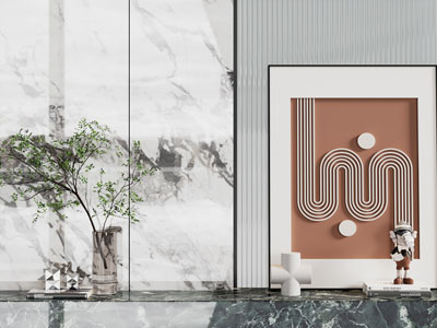 现代花瓶花卉、装饰画摆件组合