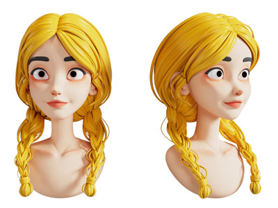 现代编发辫的女孩、女人人物