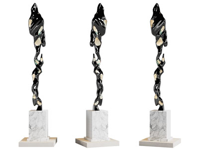 新中式石头雕塑雕刻摆件组合