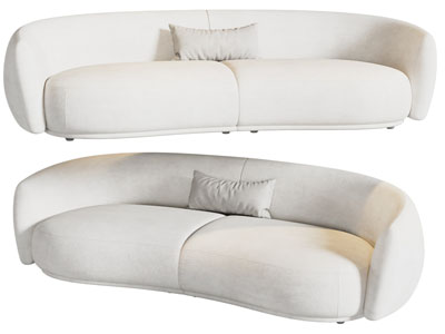 现代奶油风双人沙发3d模型 现代奶油风双人沙发