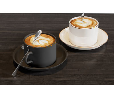 现代黑白陶瓷咖啡杯 咖啡饮料3d模型 现代黑白陶瓷咖啡杯 咖啡饮料