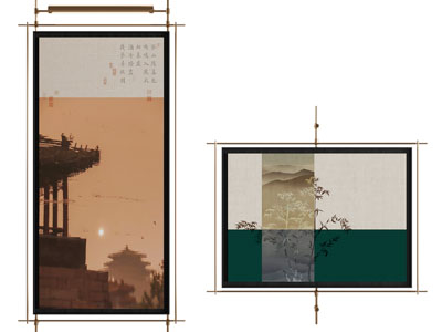 新中式装饰挂画3d模型 新中式装饰挂画