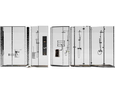 现代玻璃淋浴房 淋浴花洒3d模型 现代玻璃淋浴房 淋浴花洒