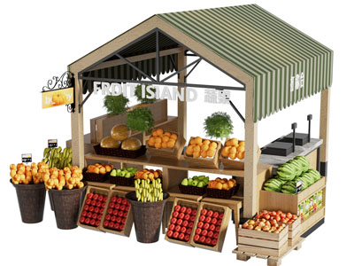 现代水果摊位、售卖店