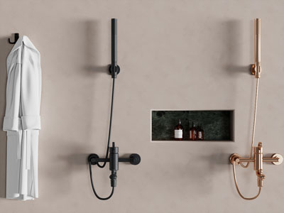 现代淋浴花洒、浴衣