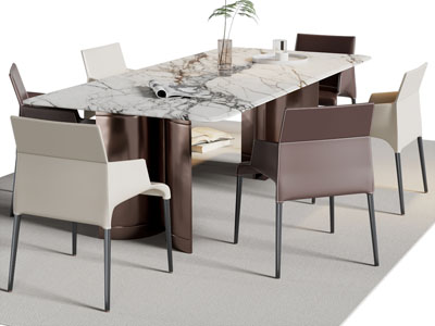 现代大理石餐桌椅组合