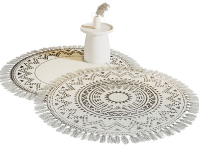 侘寂风圆形流苏地毯3d模型 侘寂风圆形流苏地毯