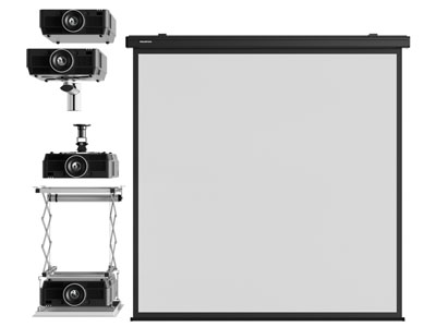 现代投影仪、投影幕布3d模型 现代投影仪、投影幕布